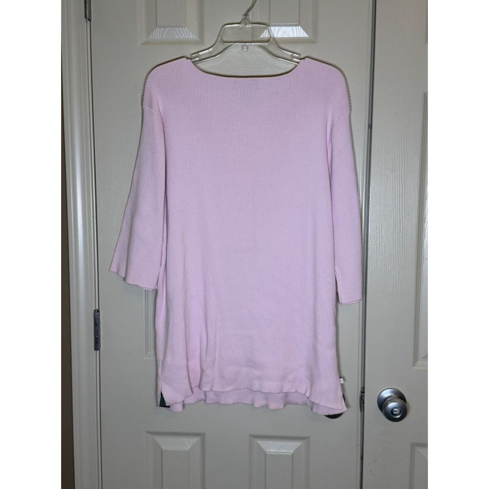 Lauren Ralph Lauren Sweater Womens 3X Pink Excellent Ribbed Cotton Boat Neck - Picture 2 of 4